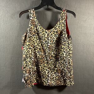 VTG women silk tank top small reversible animal red indie sleaze boho avant